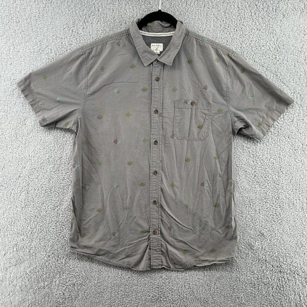 JACK O’NEILL Men's Short Sleeve Button Up Shirt Size Large Printed Trees